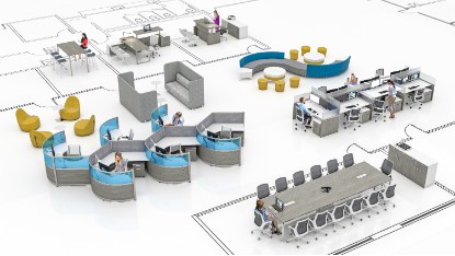 Modern call center furniture layout